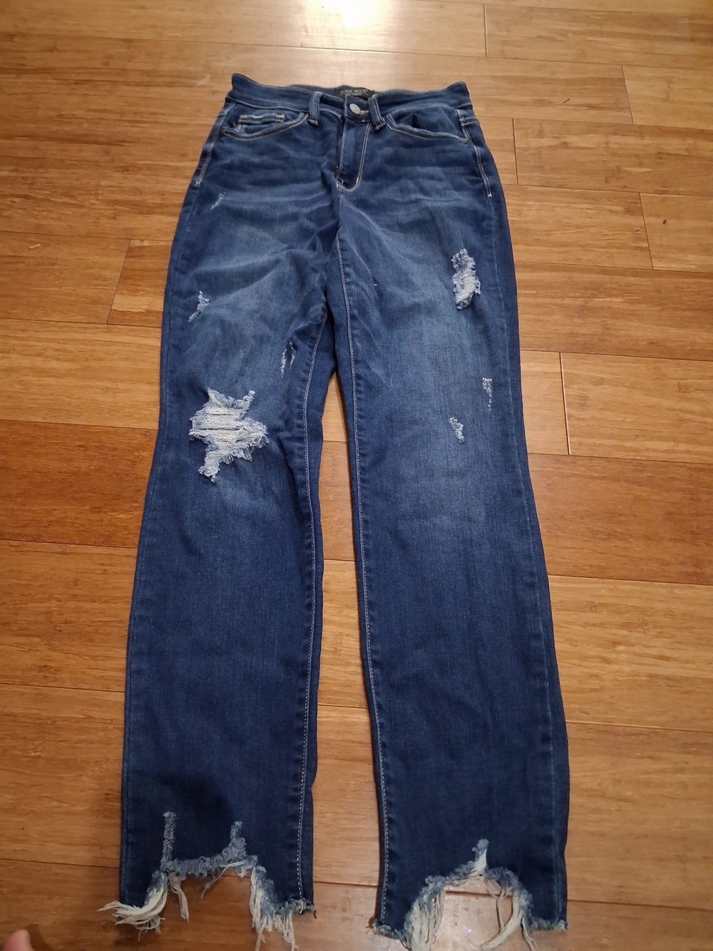 Women's Distressed Dark Blue Jeans
